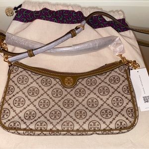 Authentic Tory Burch T monogram Jacquard Studio bag